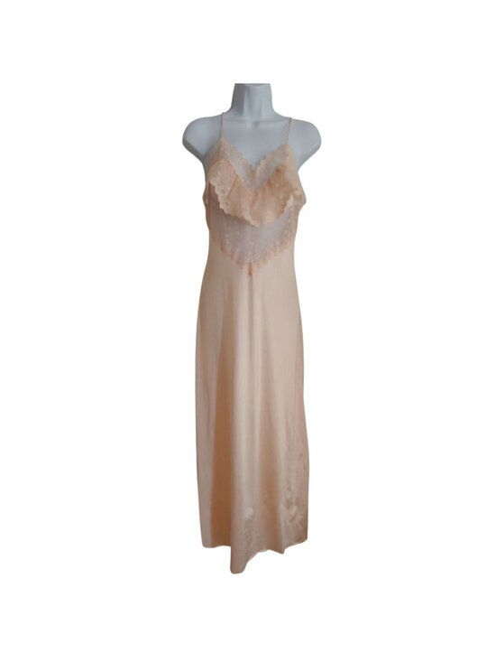 Gilead Dresses & Skirts - Vtg Gilead Satin Slip Dress Pink Lace Ruffle Bridal Cottagecore Romantic